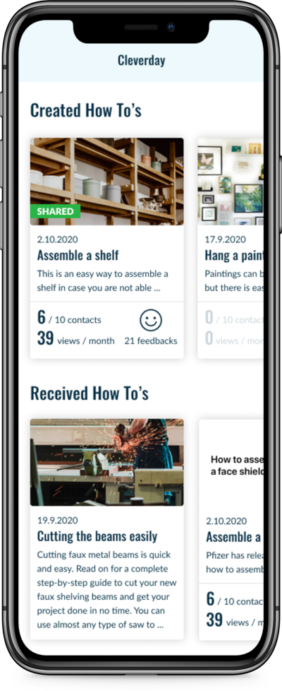 cleverday app main view